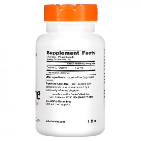 Doctor's Best Best L-Tyrosine, L-Тирозин, 120 вег.капс