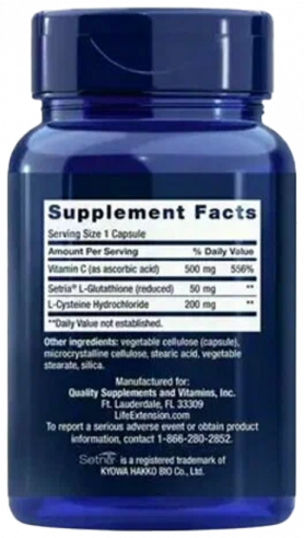 Life Extension Glutathione, Cysteine &amp; C, 100 капсул